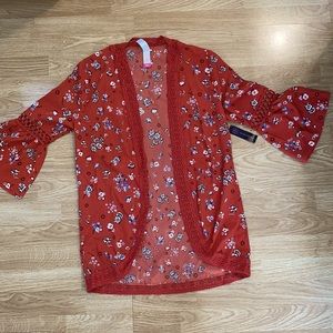 Red Orange floral Kimono